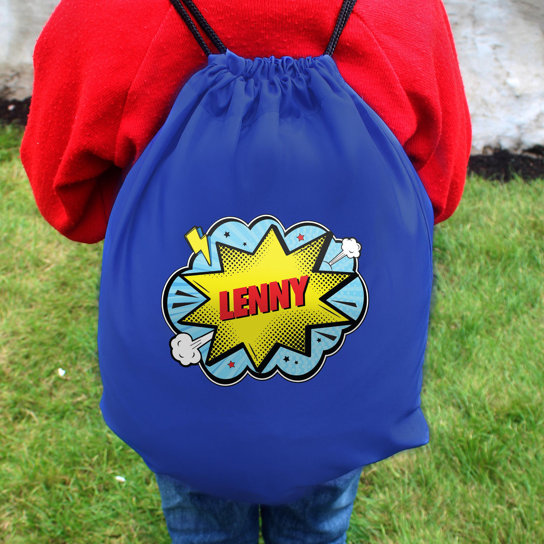 Personalised Superhero Blue Kit Bag – alternative view