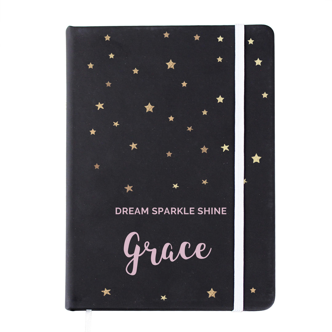 Personalised Starry Black Hardback Notebook, The Personal Shop, personalised gifts