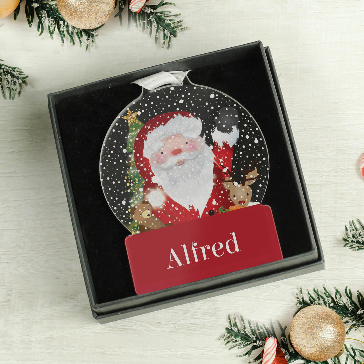Personalised Santa Acrylic Snowglobe Decoration – alternative view