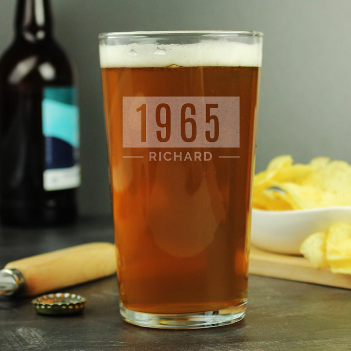 Personalised Name &amp; Date Pint Glass, The Personal Shop, personalised gifts
