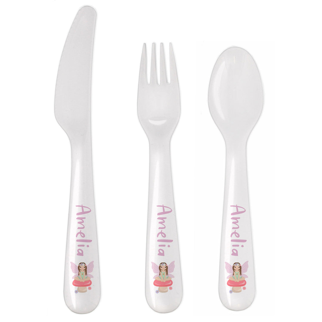 Personalised Toadstool Fairy Plastic Cutlery – alternative view