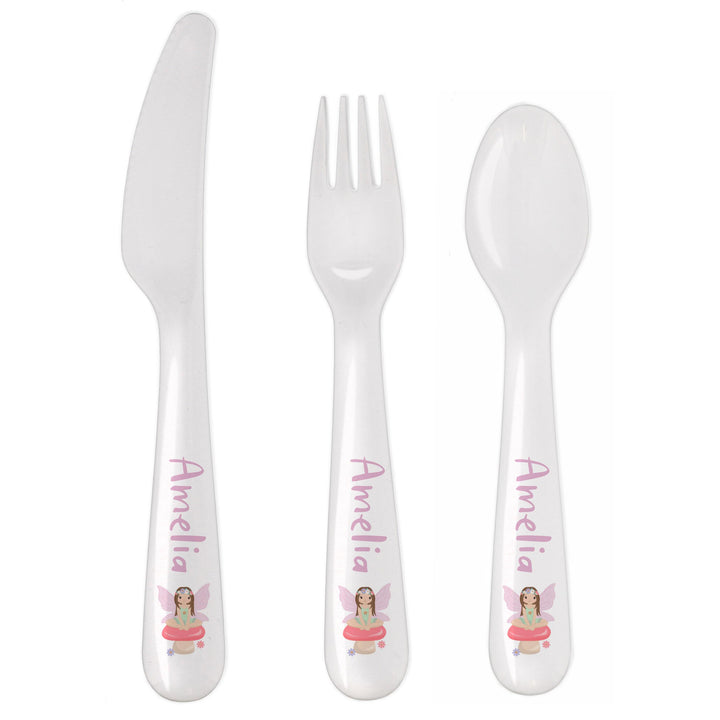 Personalised Toadstool Fairy Plastic Cutlery – alternative view
