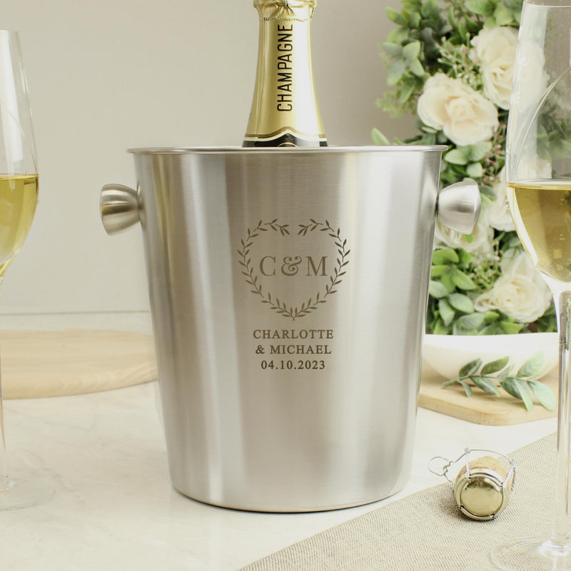 Personalised Botanical Stainless Steel Ice Bucket