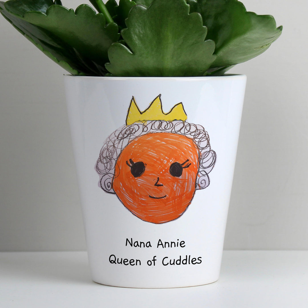 Personalised Childrens Drawing Photo Upload Plant Pot - alternative view