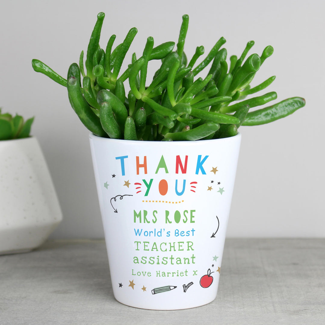 Personalised Thank You Teacher Plant Pot – alternative view