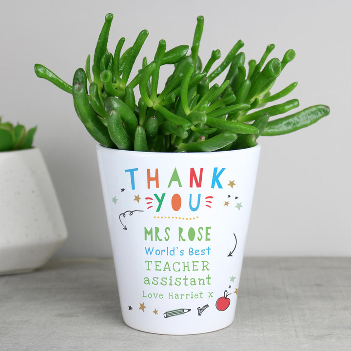 Personalised Thank You Teacher Plant Pot – alternative view