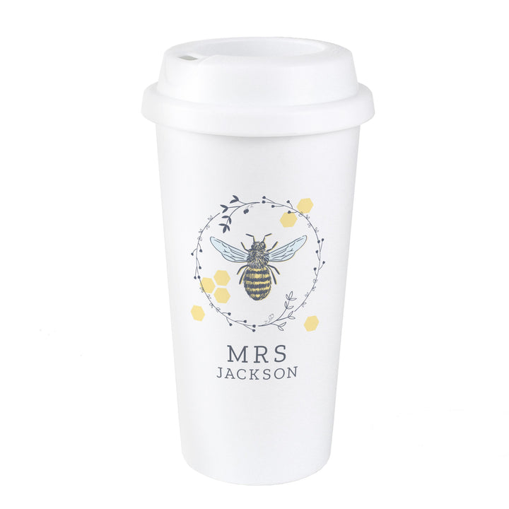 Personalised Bee Insulated Travel Cup – alternative view