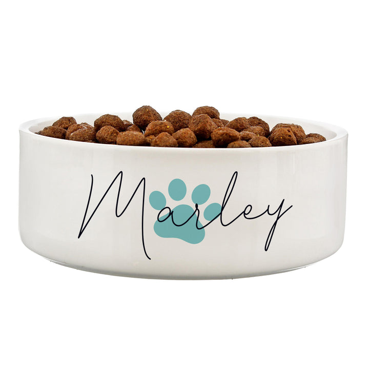 Personalised Blue Pawprint Name 14cm Medium Pet Bowl – alternative view