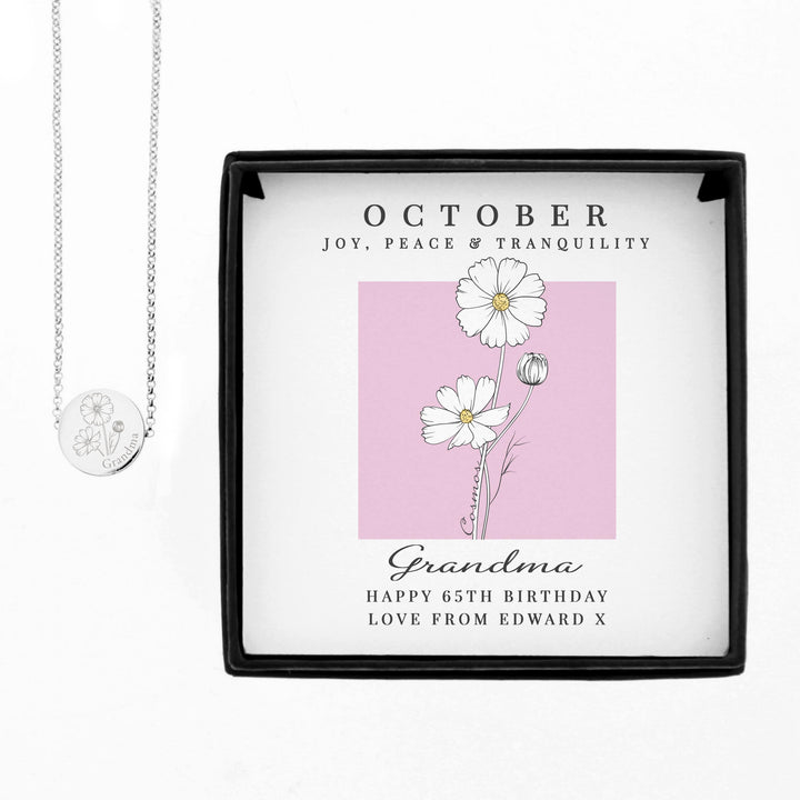 Personalised October Birth Flower Necklace and Box – alternative view