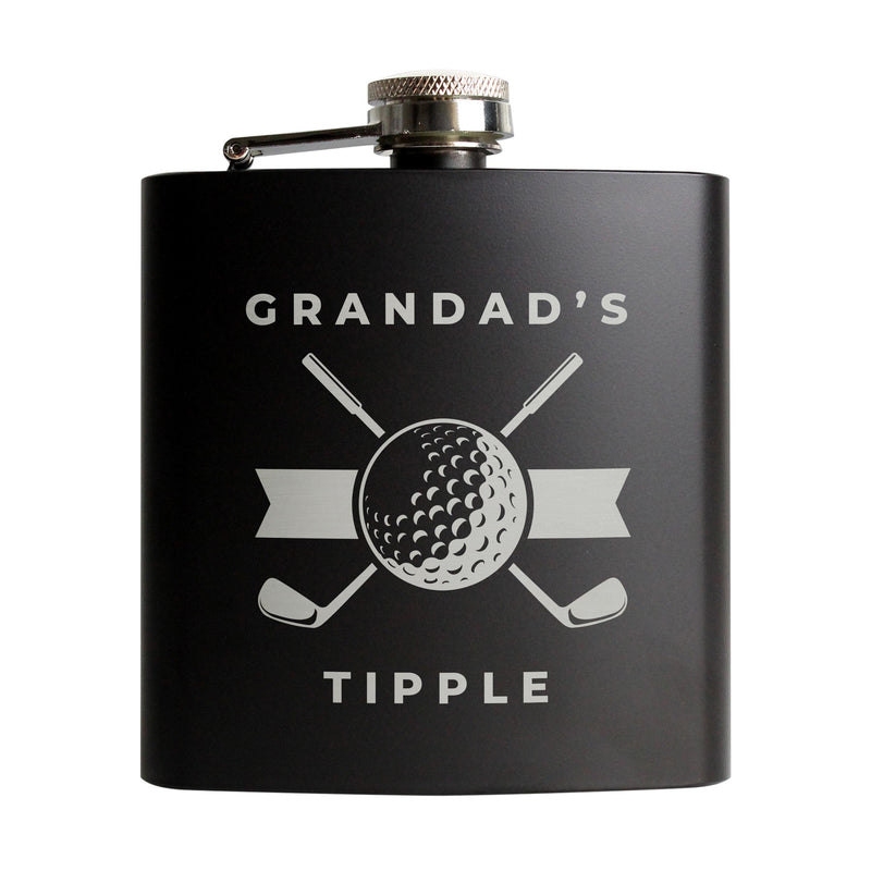 Personalised Golf Black Hip Flask