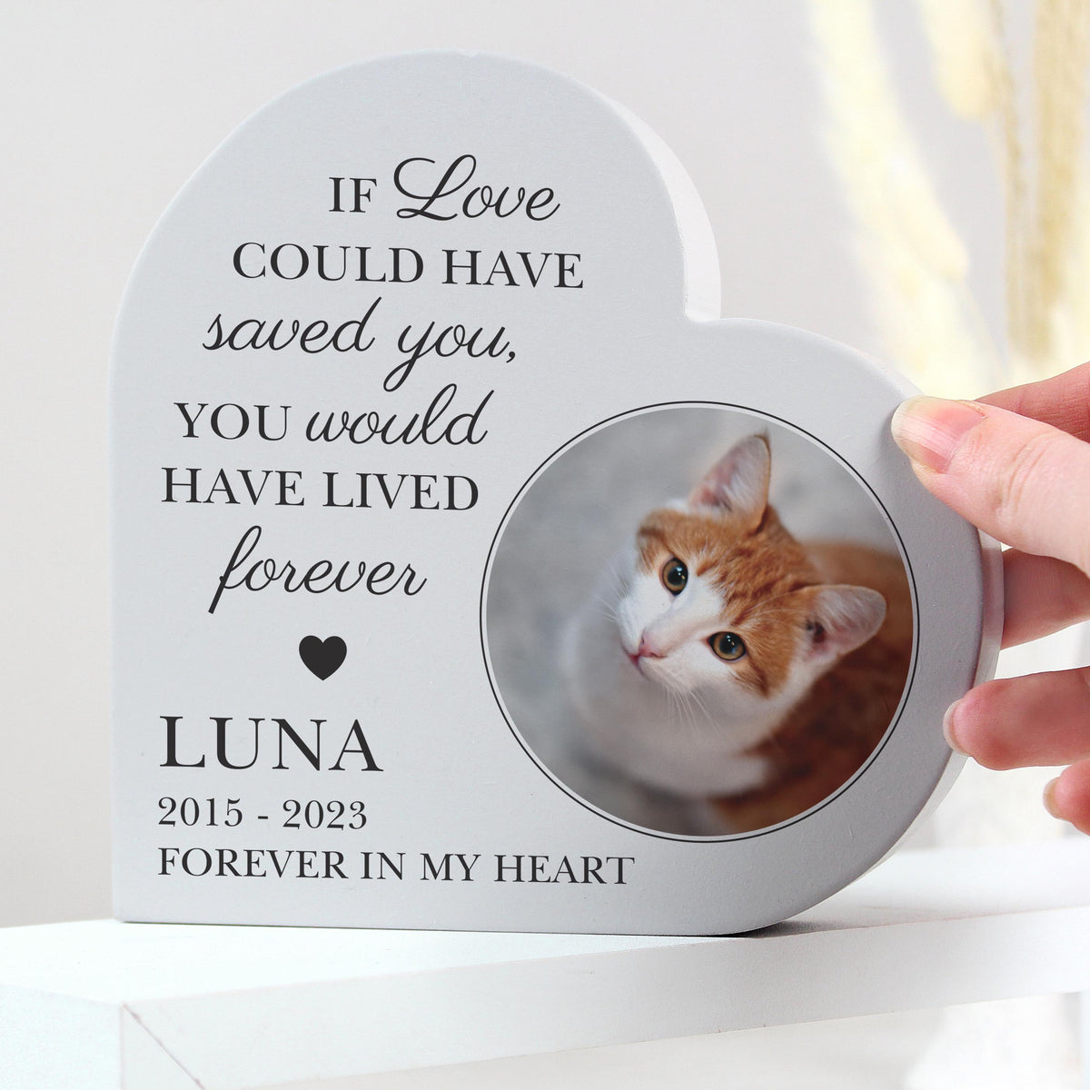 Personalised Memorial Photo Upload Free Standing Heart Ornament – alternative view