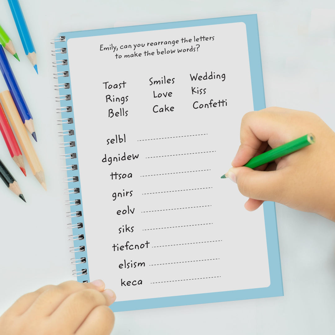 Personalised Wedding Activity A5 Notebook – alternative view