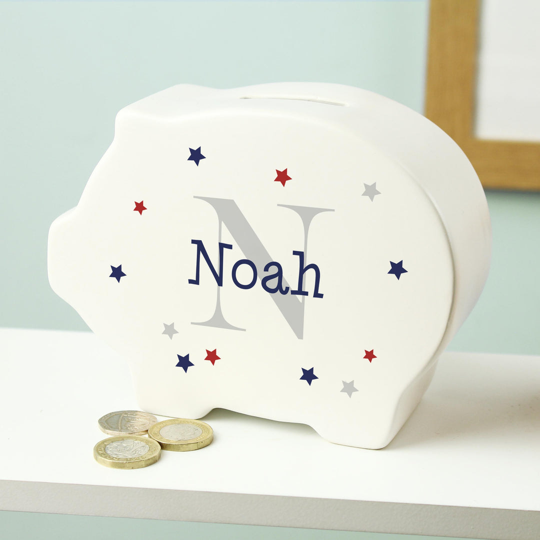 Personalised Name &amp; Initial Piggy Bank – alternative view