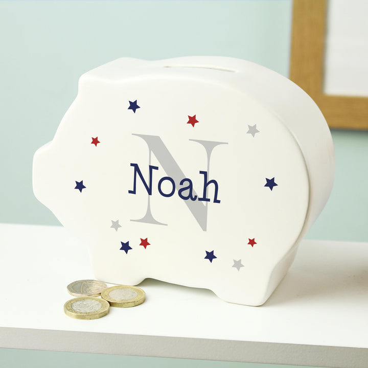 Personalised Name &amp; Initial Piggy Bank – alternative view