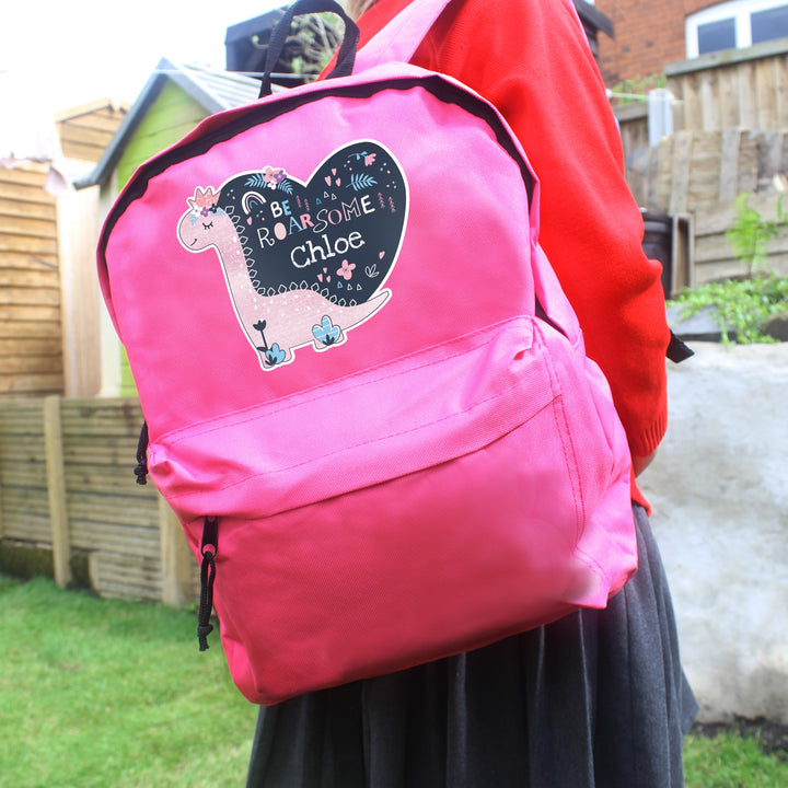 Personalised Dinosaur Pink Backpack – alternative view