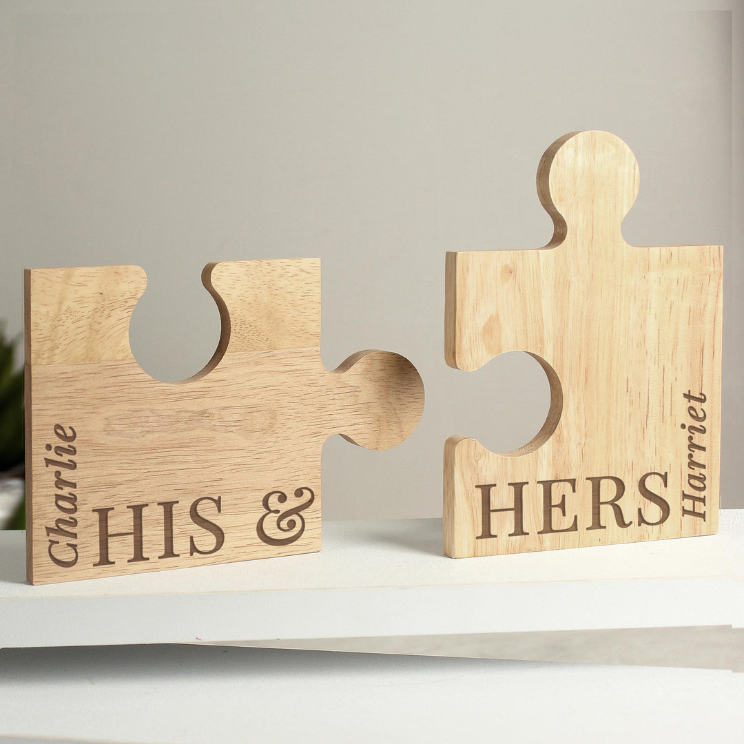 Personalised His &amp; Hers Jigsaw Coasters