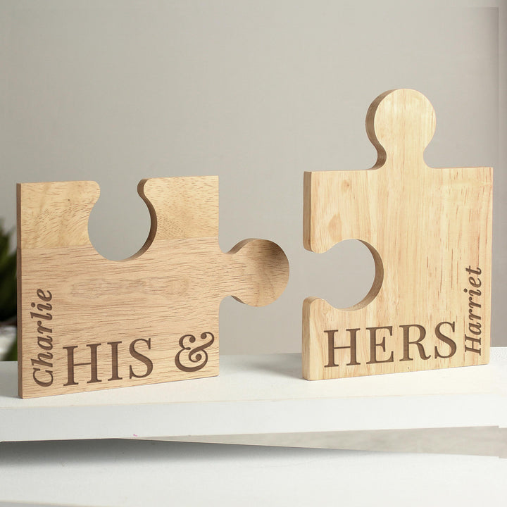 Personalised His &amp; Hers Jigsaw Coasters