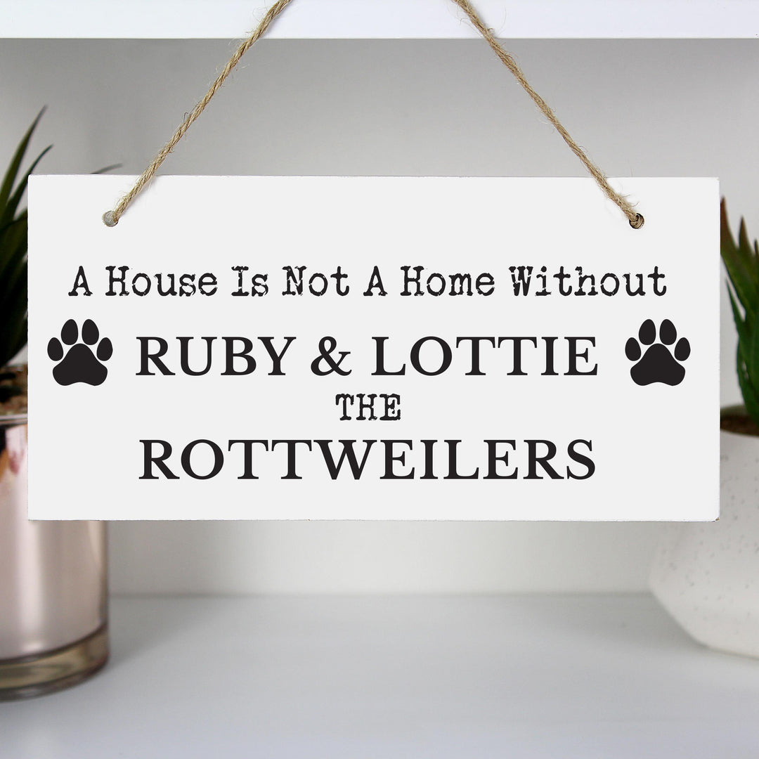Personalised Paw Print Dog Breed Wooden Sign – alternative view