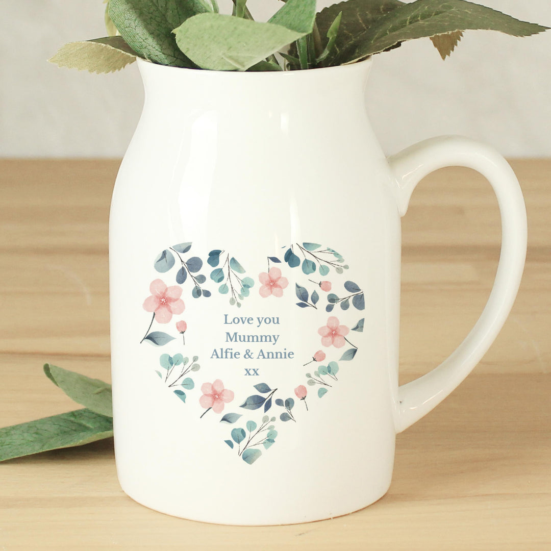 Personalised Floral Heart Flower Jug, The Personal Shop, personalised gifts