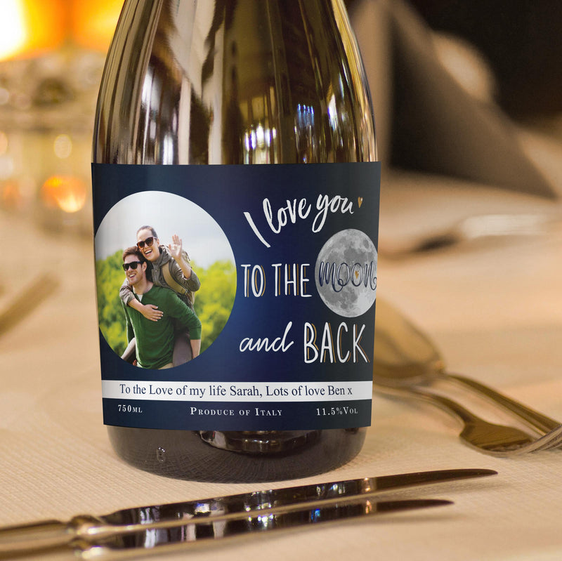 Personalised Moon & Back Photo Upload Prosecco