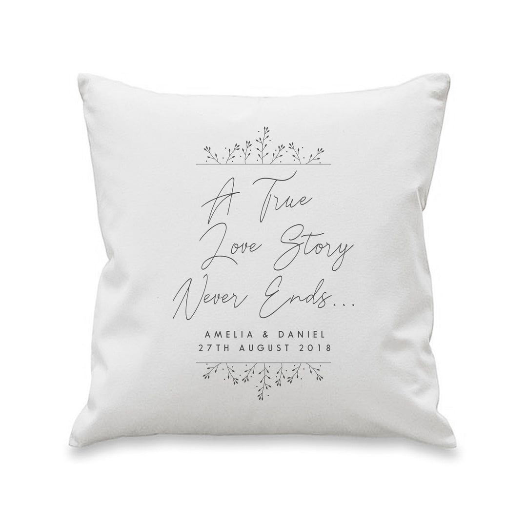 Personalised True Love Story White Cushion – alternative view
