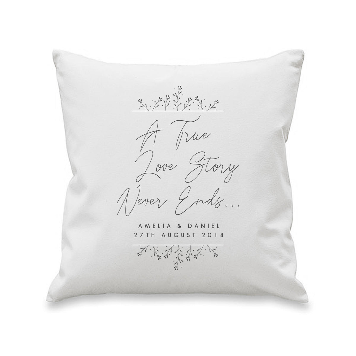 Personalised True Love Story White Cushion – alternative view