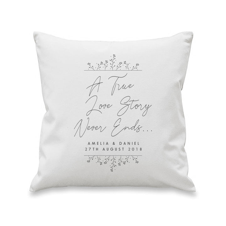 Personalised True Love Story White Cushion – alternative view