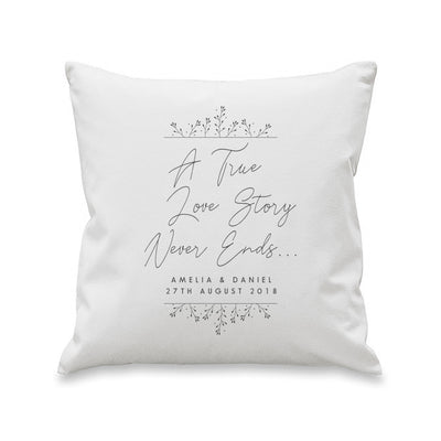 Personalised True Love Story White Cushion