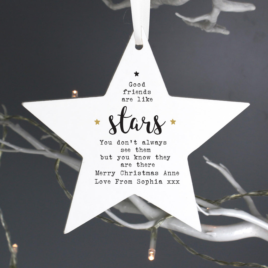 Personalised Good Friends Wooden Star Decoration – alternative view