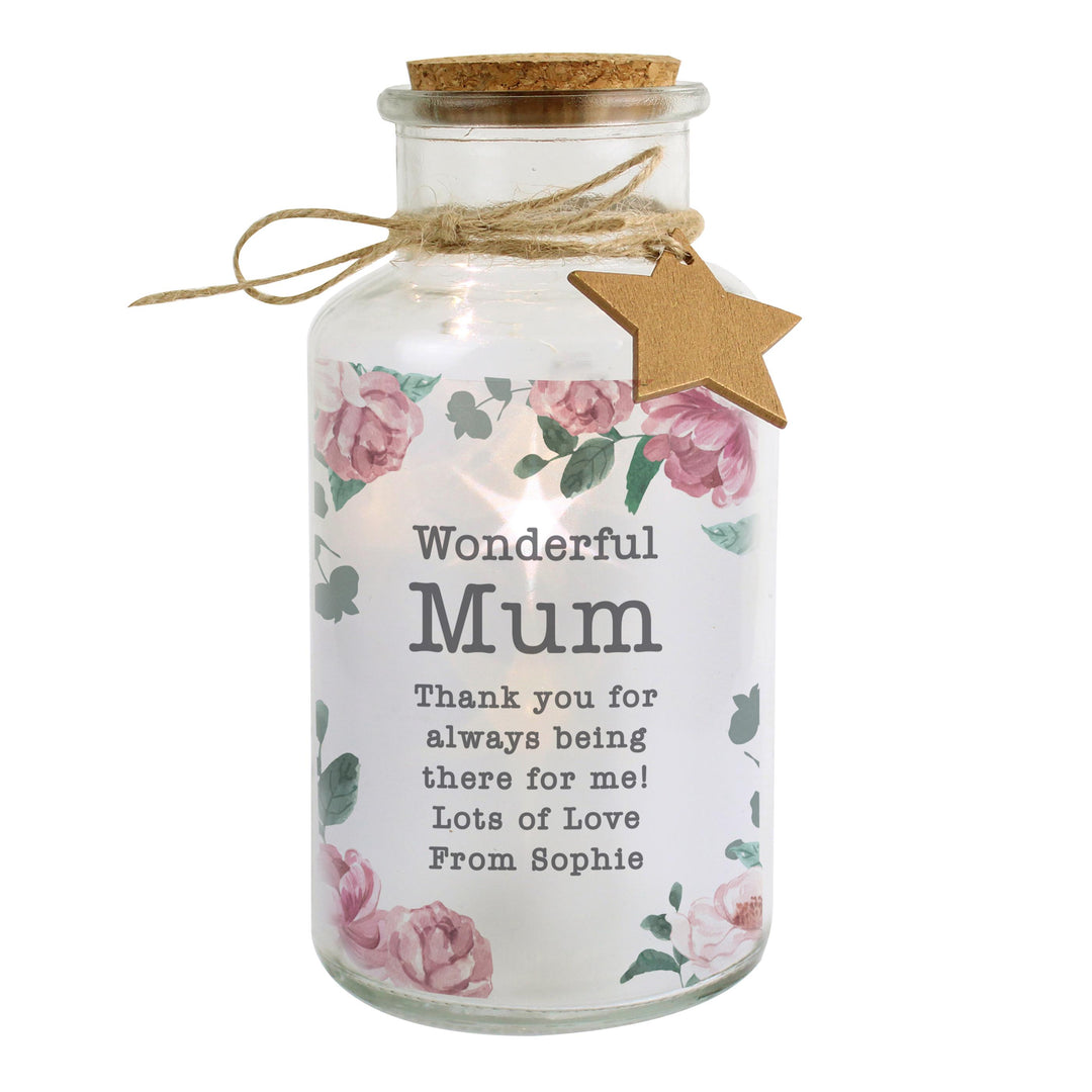 Personalised Floral Watercolour LED Glass Jar, The Personal Shop, personalised gifts