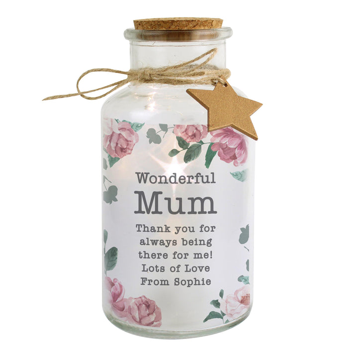 Personalised Floral Watercolour LED Glass Jar, The Personal Shop, personalised gifts