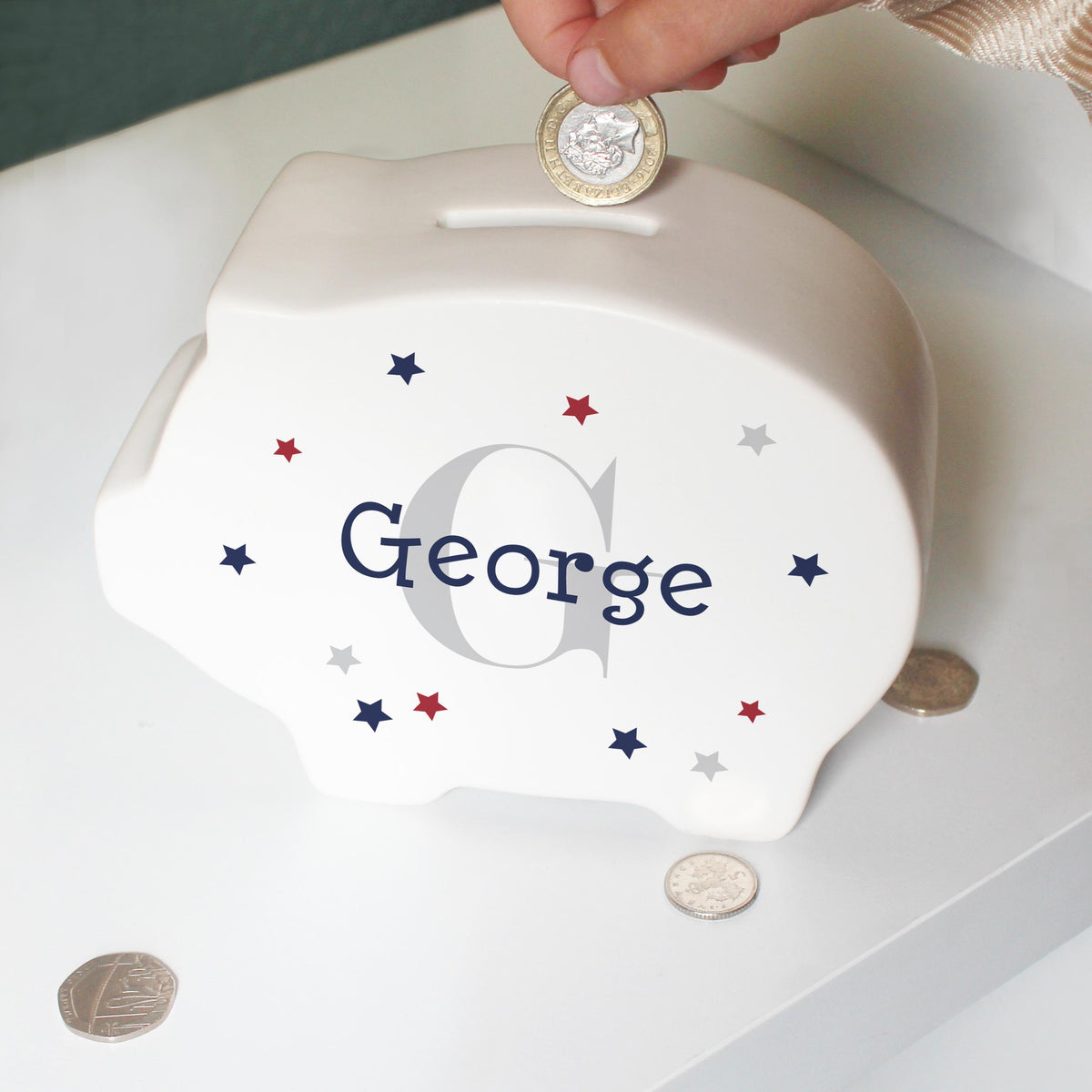 Personalised Name & Initial Piggy Bank – alternative view
