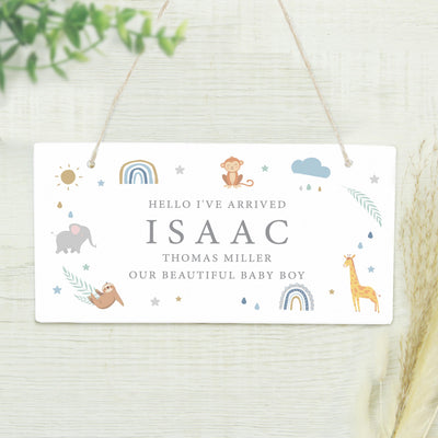 Personalised Safari Animals Wooden Sign