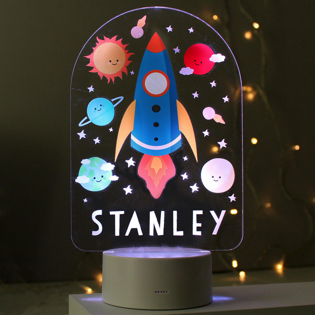 Personalised Space Rocket LED Colour Changing Night Light – alternative view