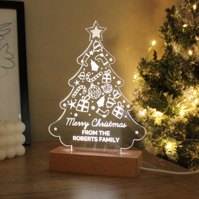 Personalised Christmas Tree Wooden Based LED Light