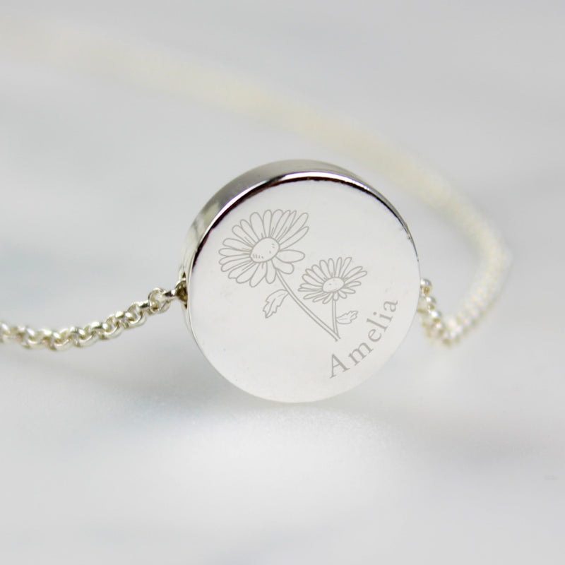 Personalised April Birth Flower Necklace and Box