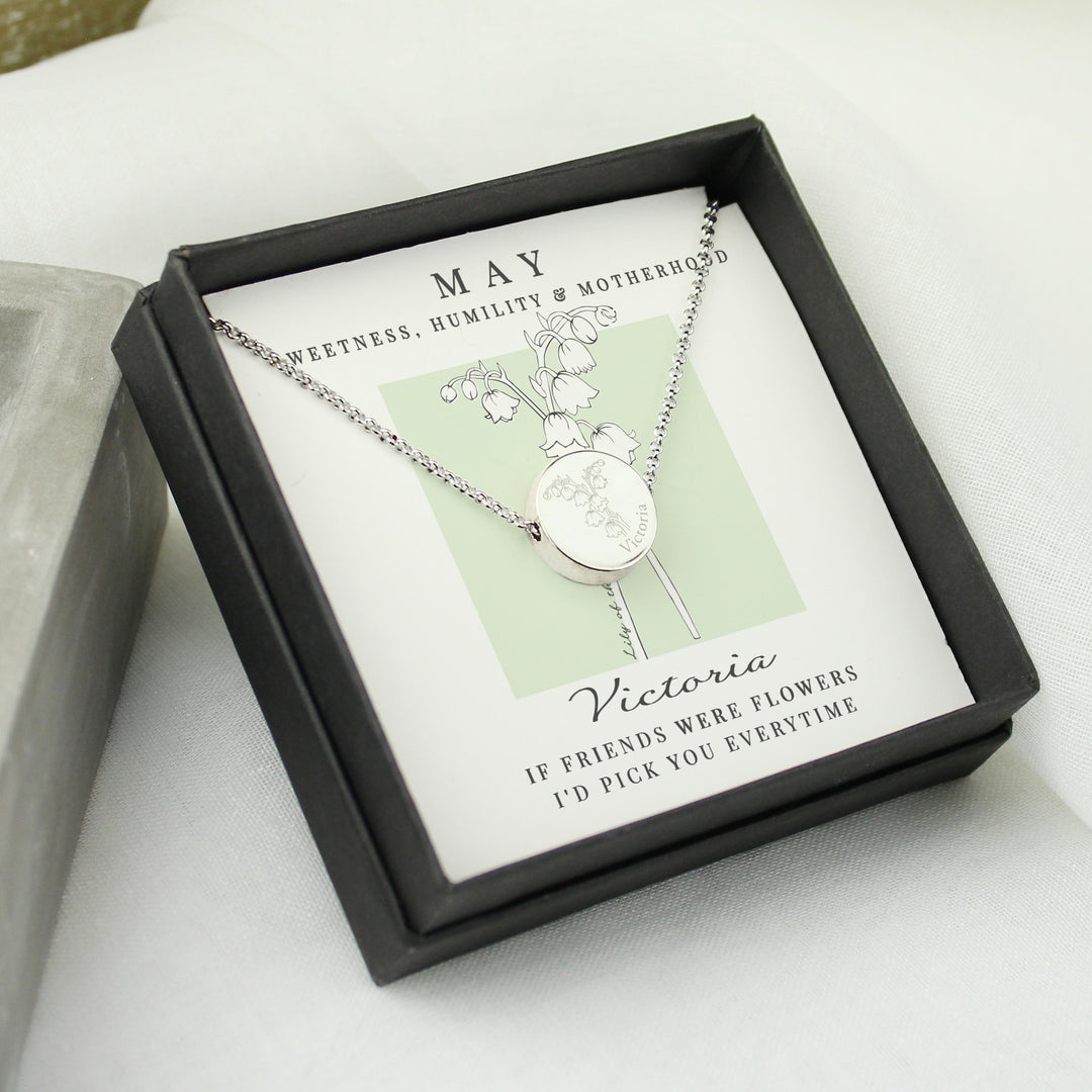 Personalised May Birth Flower Necklace and Box – alternative view