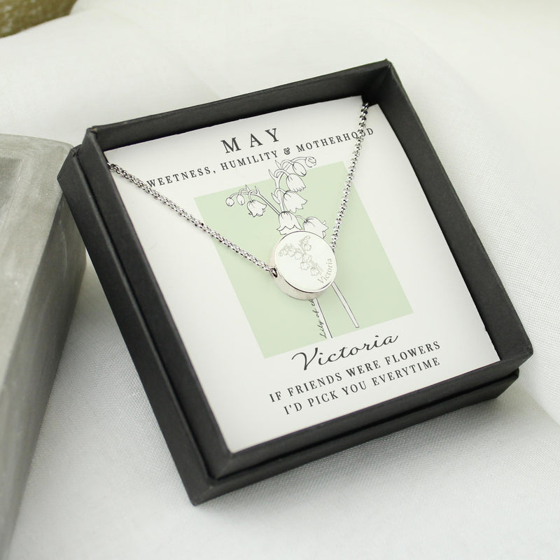 Personalised May Birth Flower Necklace and Box