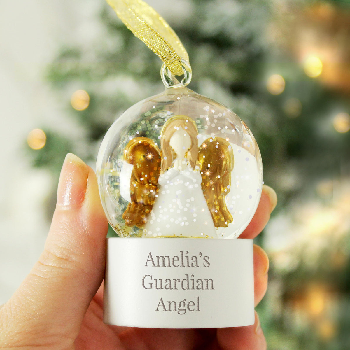 Personalised Angel Message Glitter Snow Globe – alternative view