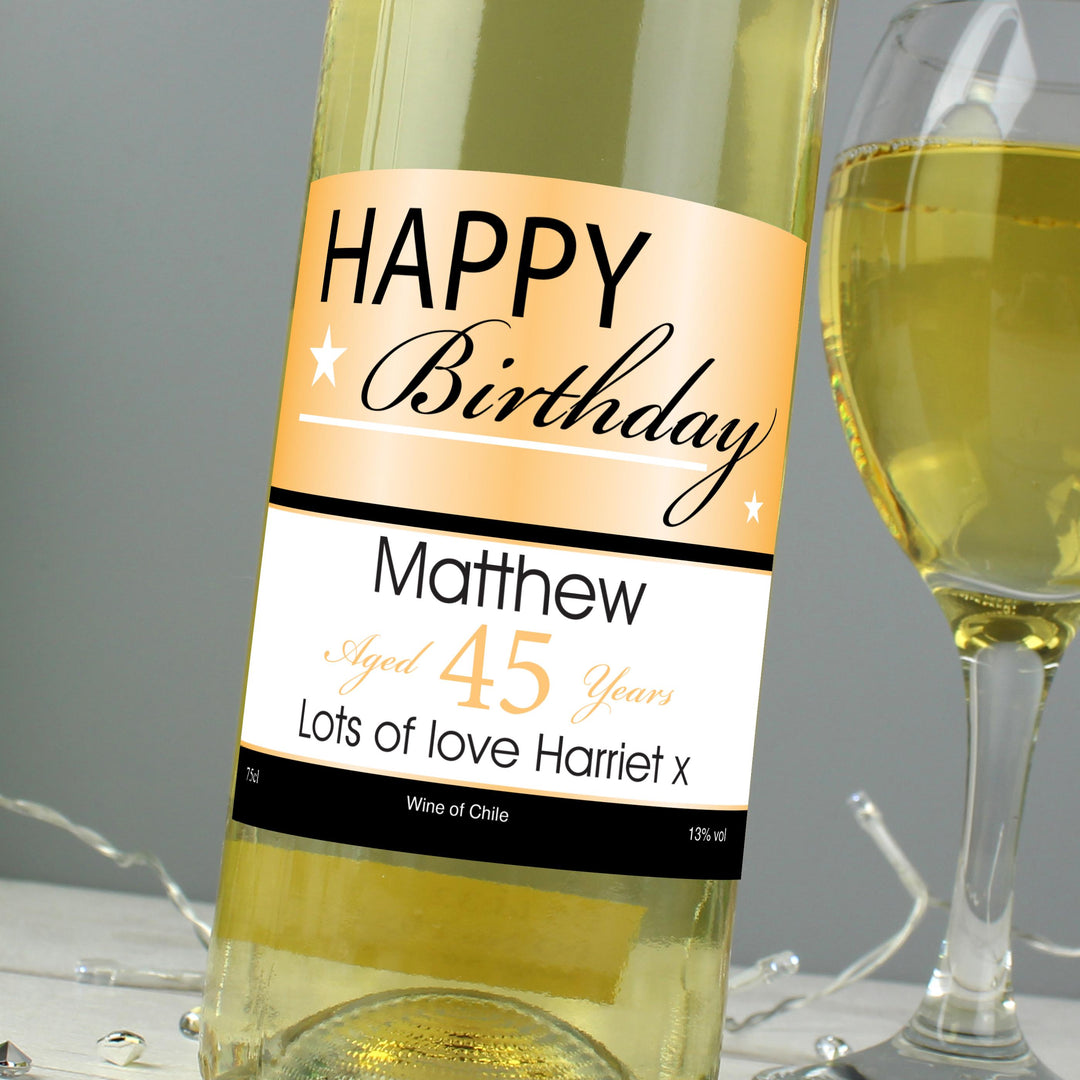 Personalised Happy Birthday White Wine, The Personal Shop, personalised gifts