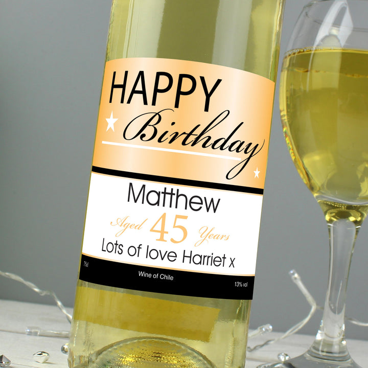 Personalised Happy Birthday White Wine, The Personal Shop, personalised gifts