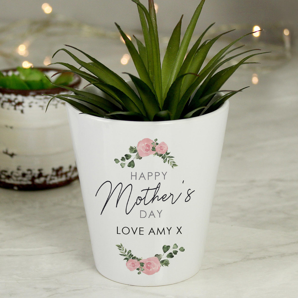 Personalised Abstract Rose Happy Mothers Day Plant Pot, The Personal Shop, personalised gifts