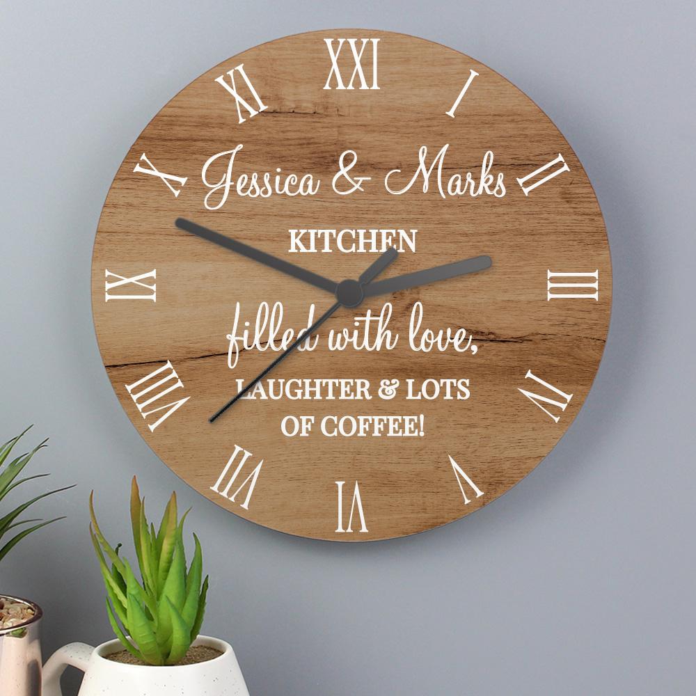 Personalised Wood Effect Clock – alternative view