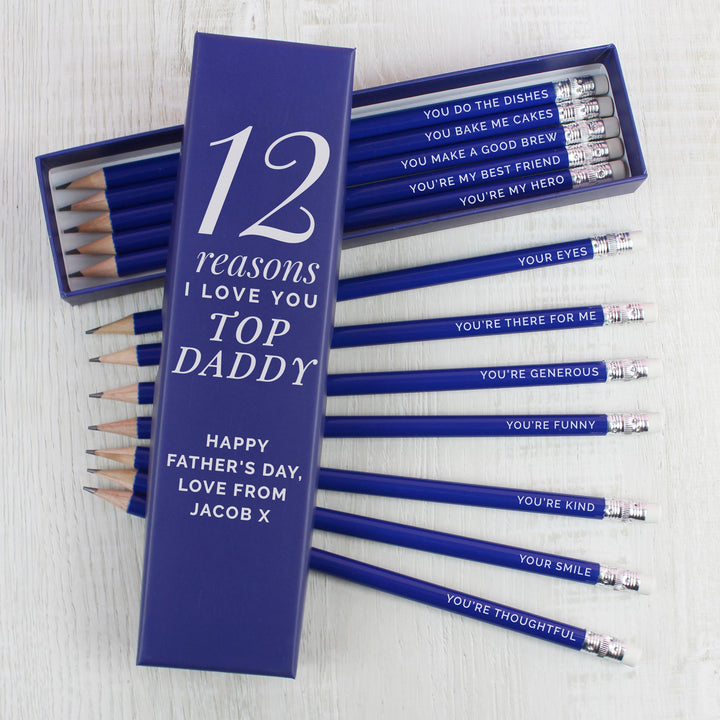 Personalised 12 Reasons Box and 12 Blue HB Pencils – alternative view