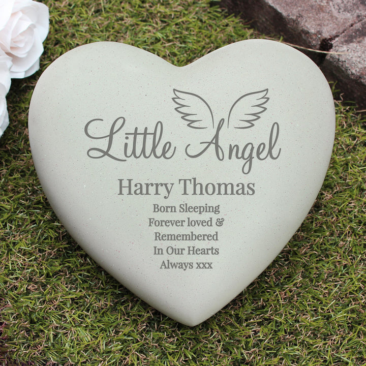 Personalised Little Angel Heart Memorial – alternative view