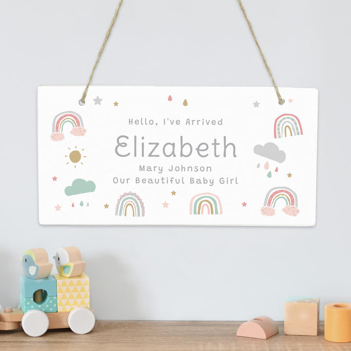 Personalised Rainbow Wooden Sign – alternative view
