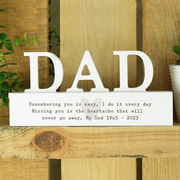 Personalised Free Text Heart Wooden Dad Ornament – alternative view