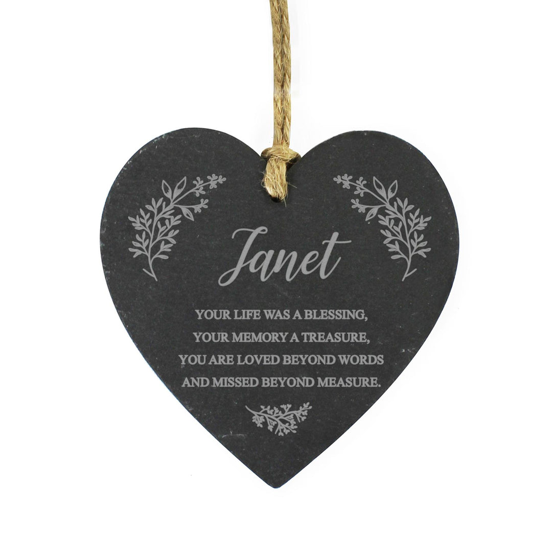 Personalised Memorial Slate Heart – alternative view