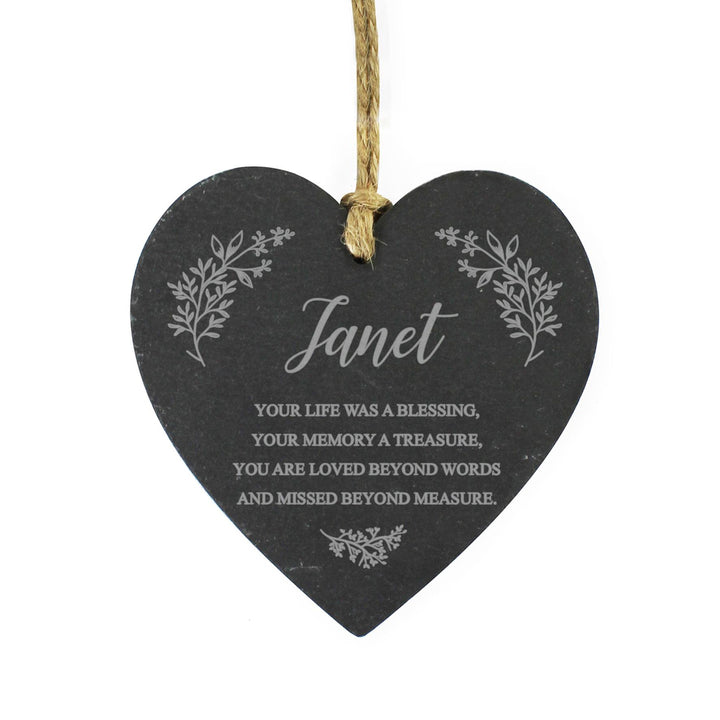 Personalised Memorial Slate Heart – alternative view