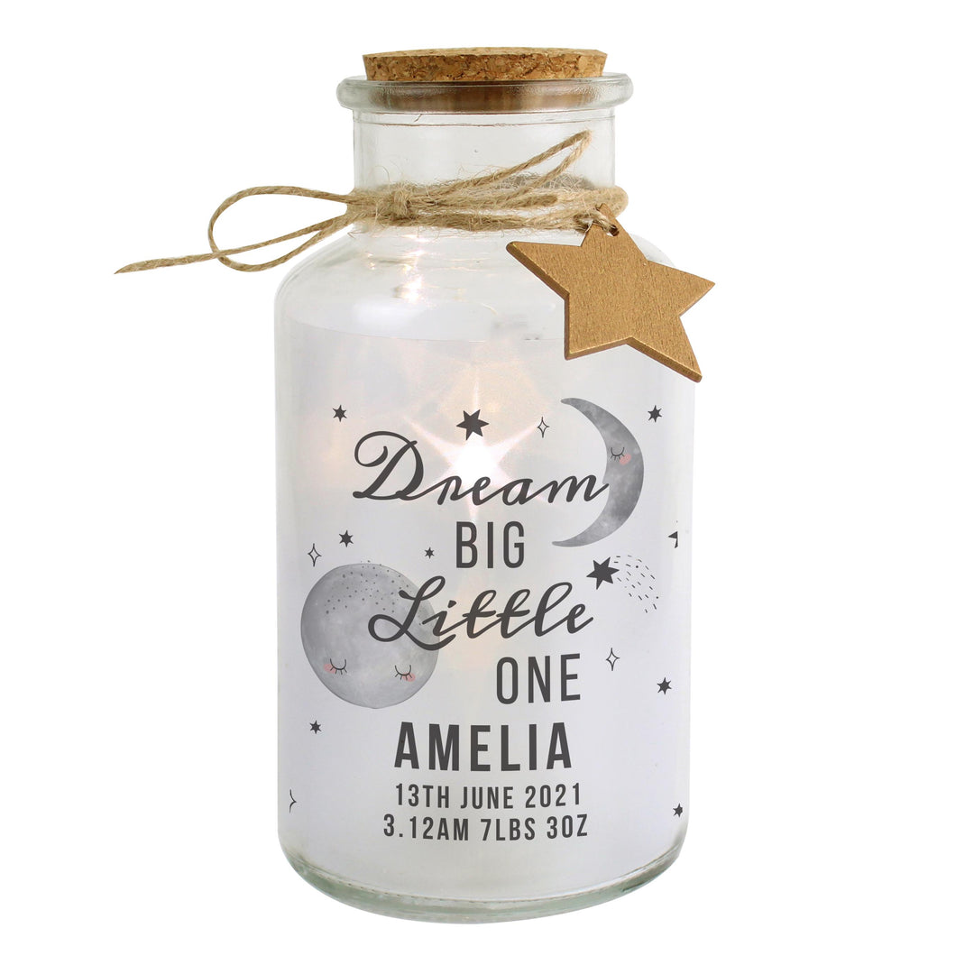 Personalised Dream Big LED Glass Jar, The Personal Shop, personalised gifts